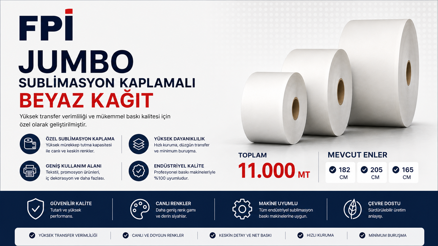 FPİ Kaplamalı Beyaz Kağıt - 165 cm